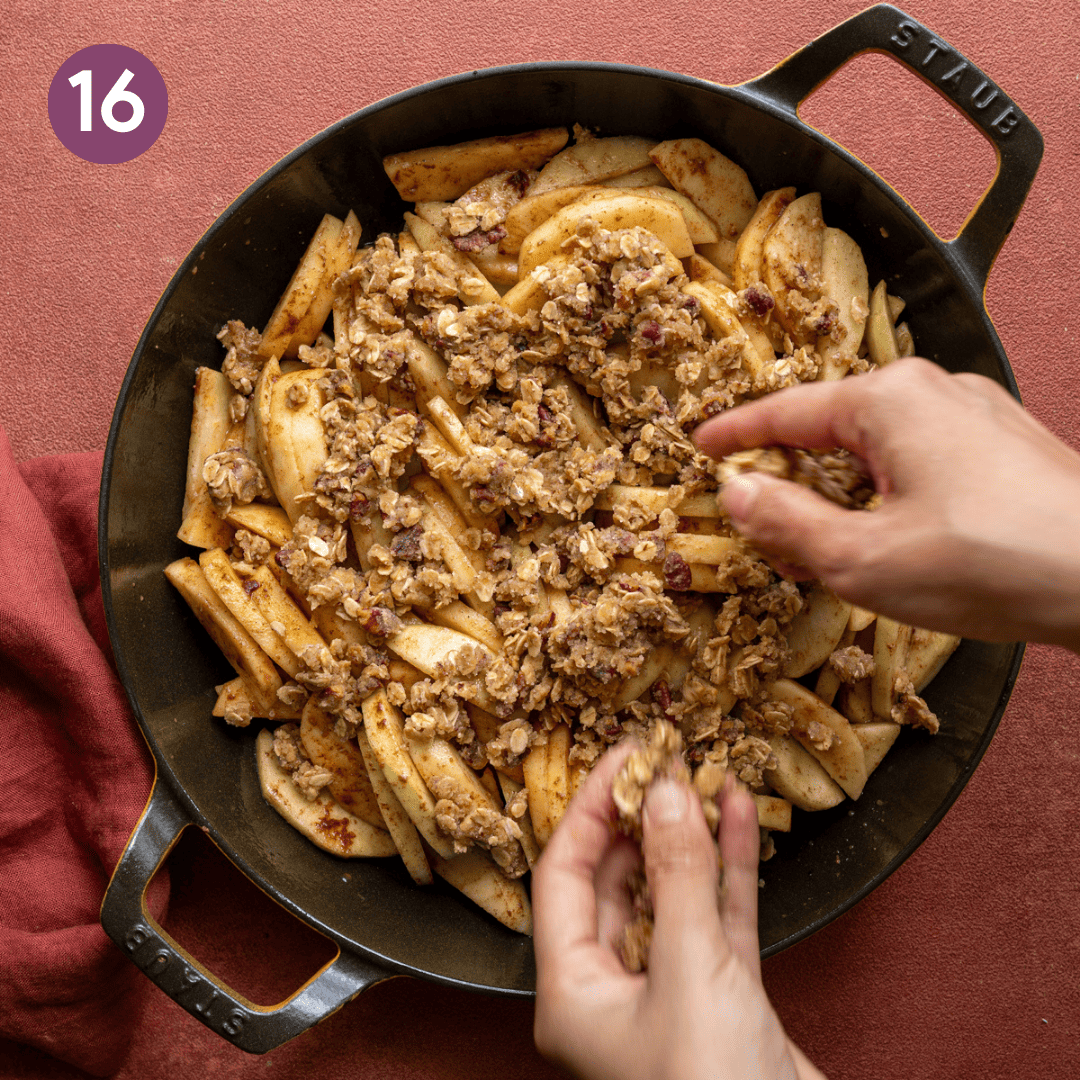 Apple crisp topping ingredients together in a bowl.
